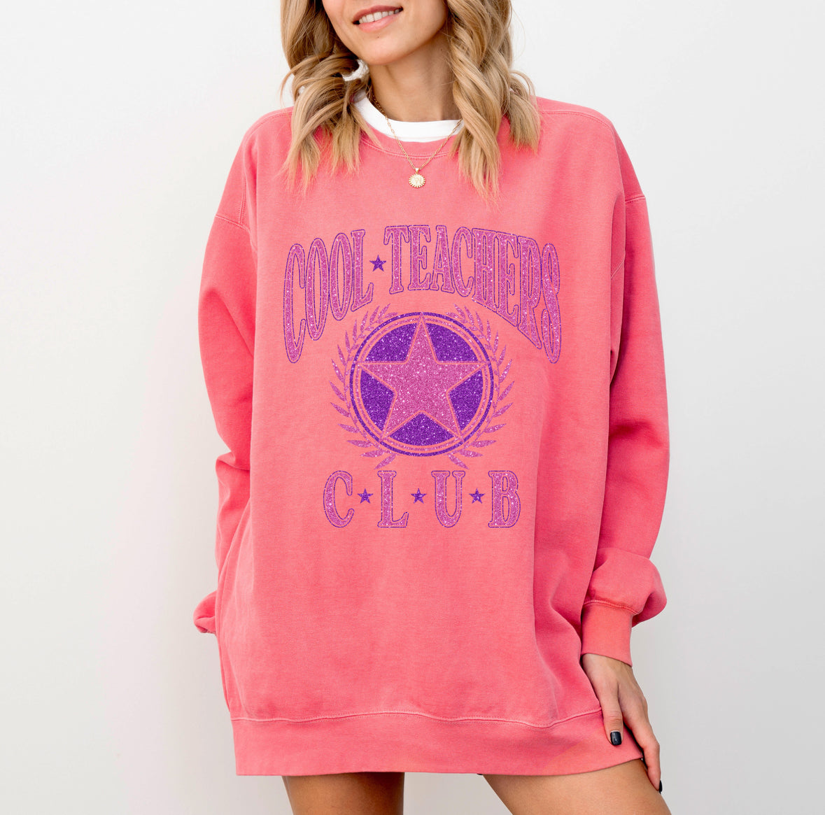 Cool Teacher Club Oversized Crew-Comfort Color