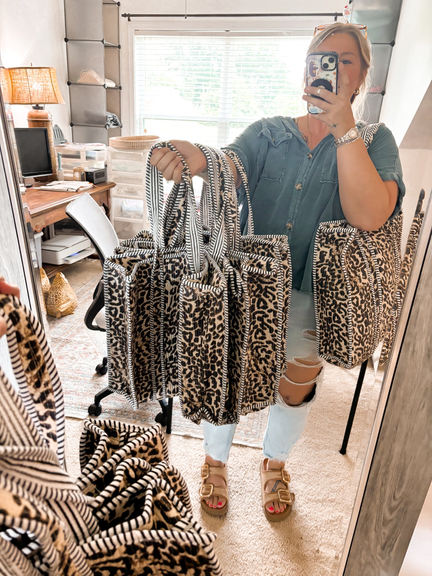 Leopard Print Quilted Tote