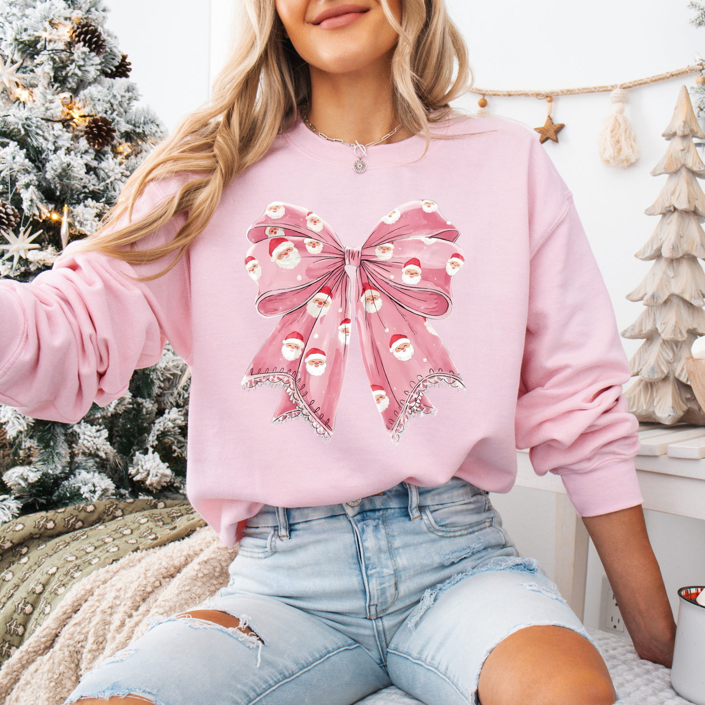 Pink Santa Bow