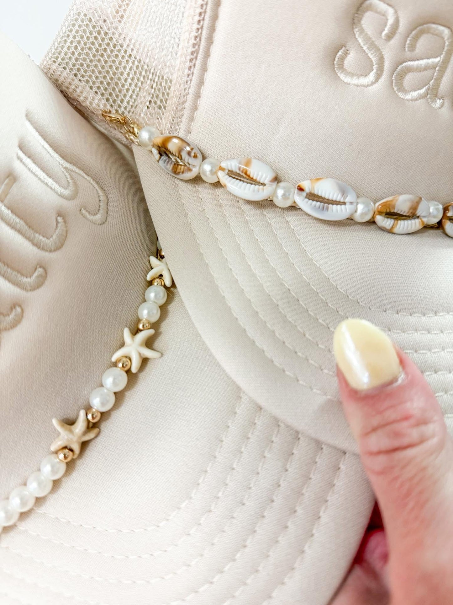 Embroidered Salty Hat w/ Chain