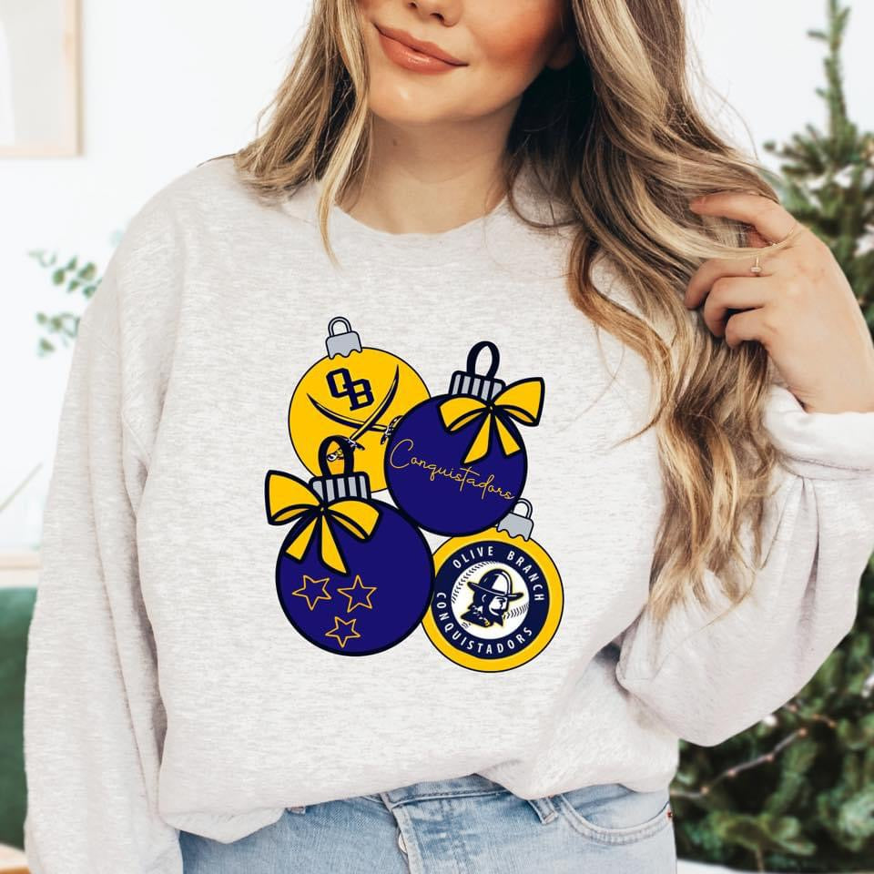 Olive Branch Holiday Ornaments Pullover