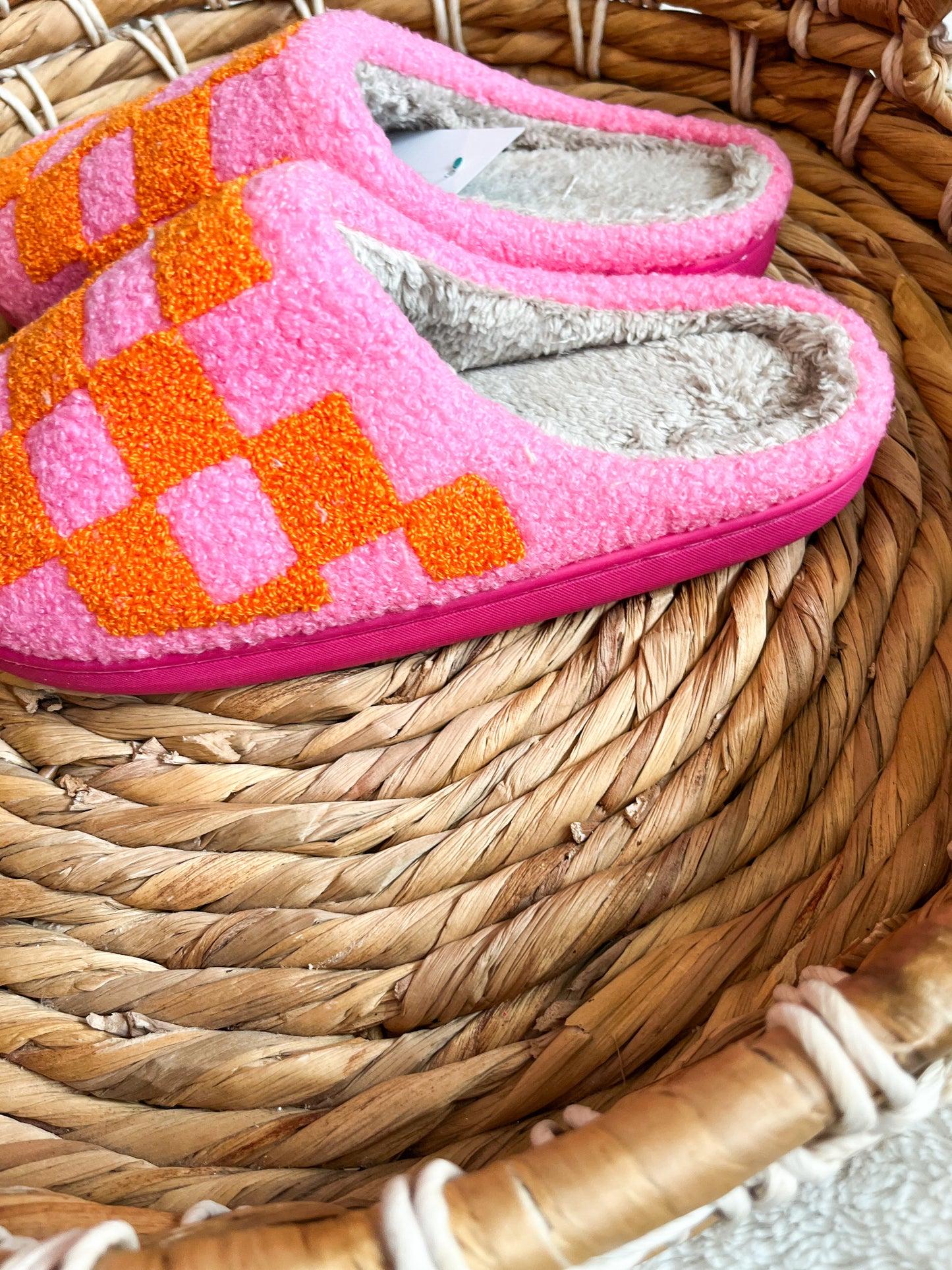 Pink/Orange Plush Slippers