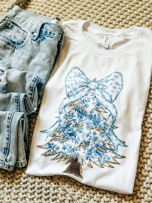 Blue Floral Christmas Tree