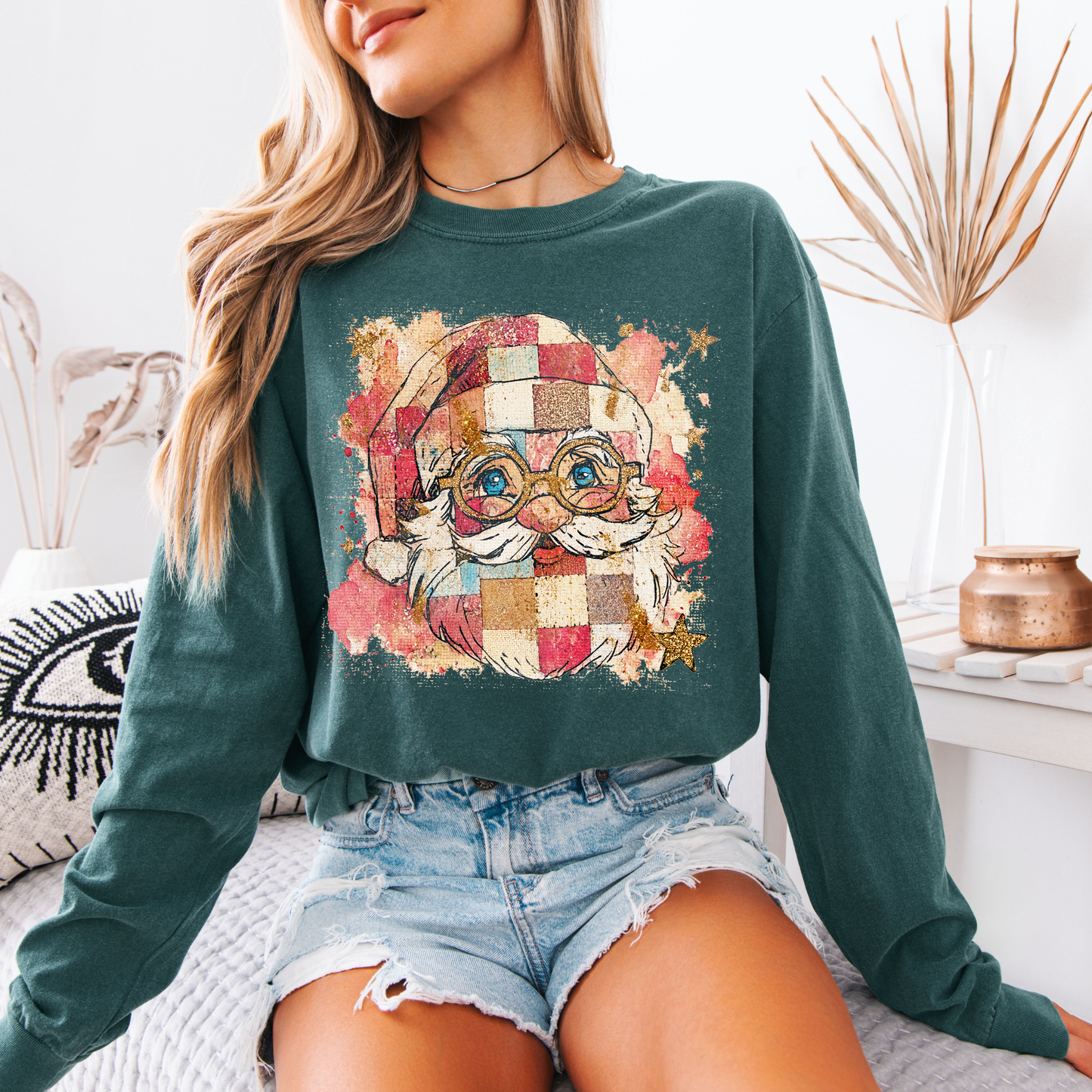 Glitter Patchwork Santa