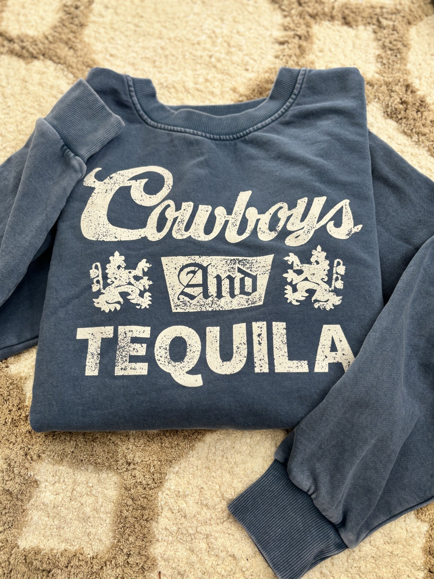 Mineral Wash Cowboys & Tequila Sweatshirt