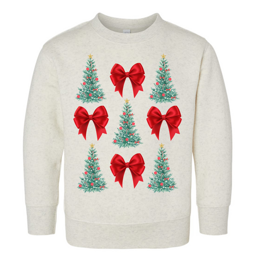 Youth Christmas Tree & Bow Sweatshirt